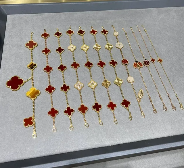 Gold-Tone Red Enamel Heart and Clover Motif Dangling Earrings 18