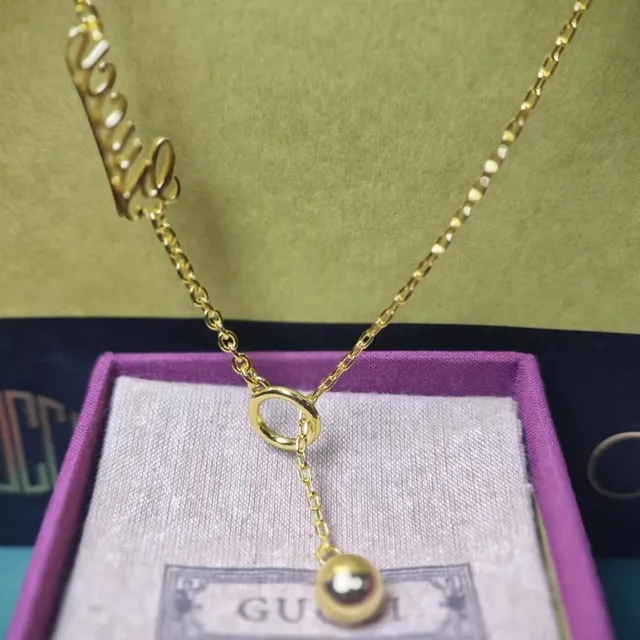 Gold-Tone Script Charm Lariat Necklace 4