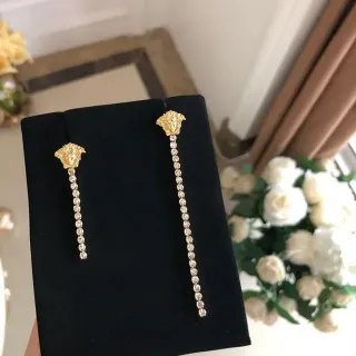 Gold-Tone Sculpted Head Motif Crystal Drop Earrings