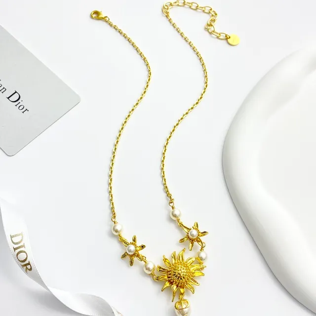 Gold-Tone Sun and Star Motif Pearl Necklace 6