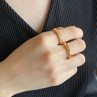 Gold-Toned Linked Geometric Pave-Stone Stackable Rings