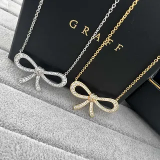 قلادة Graff Bow ذهبي فضي مرصعة بالحجارة