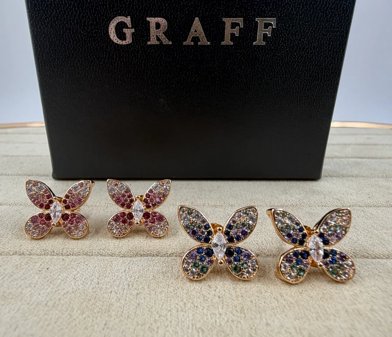 Graff Butterfly Pavé Gemstone Stud Earrings 3
