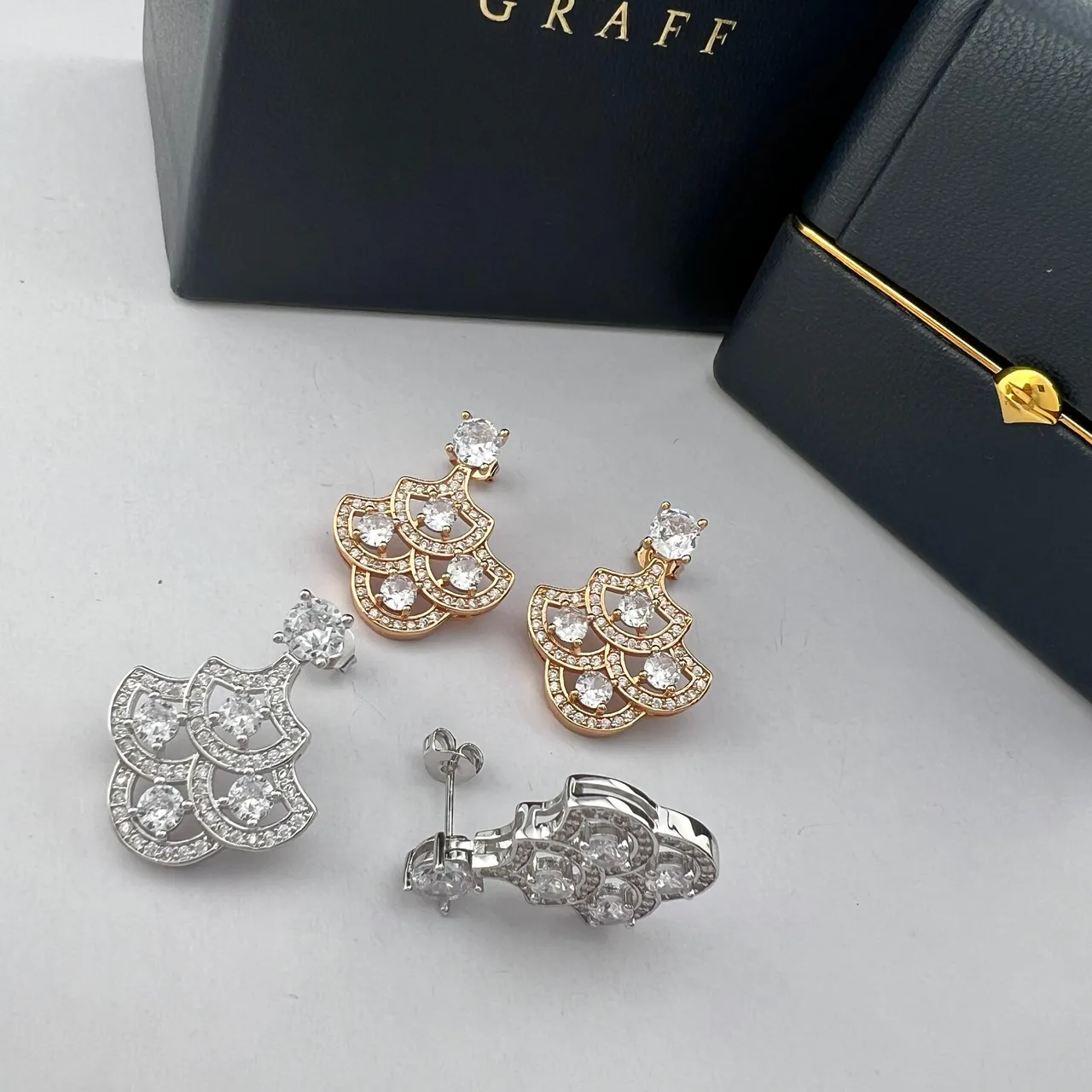 GRAFF Fan-Shaped Pavé Crystal Earrings 3