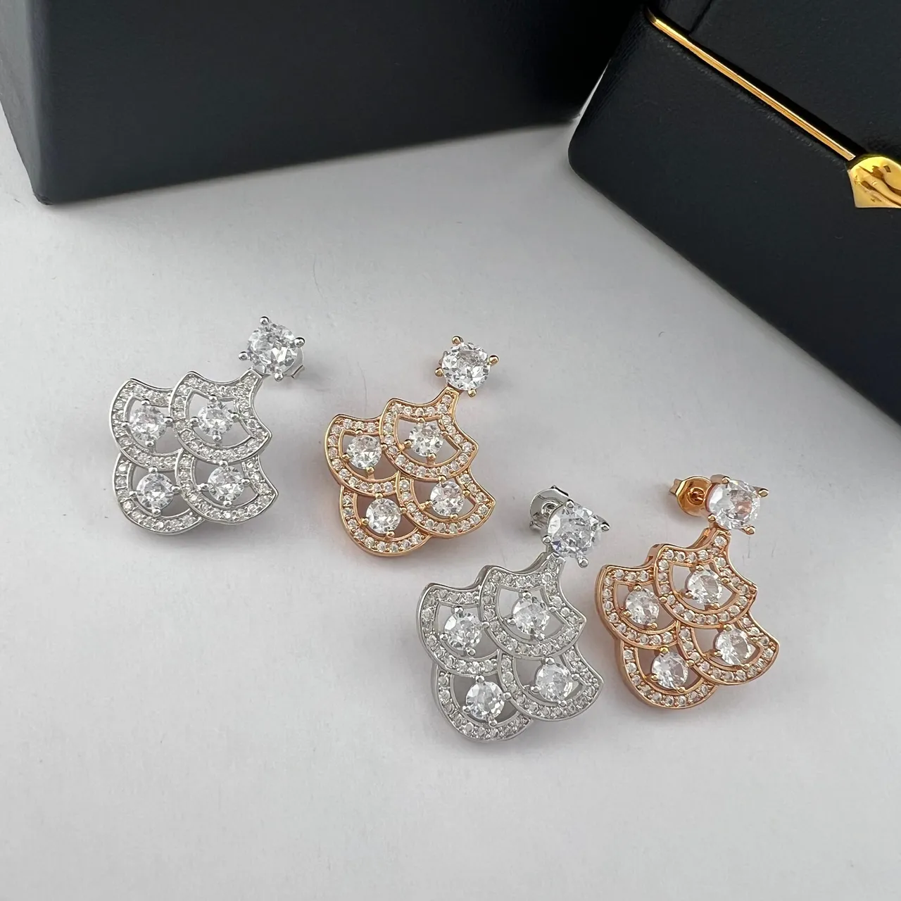 GRAFF Fan-Shaped Pavé Crystal Earrings 5