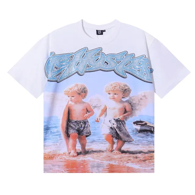 Graphic-Print Rhinestone-Lettering Beach Scene T-Shirt 2