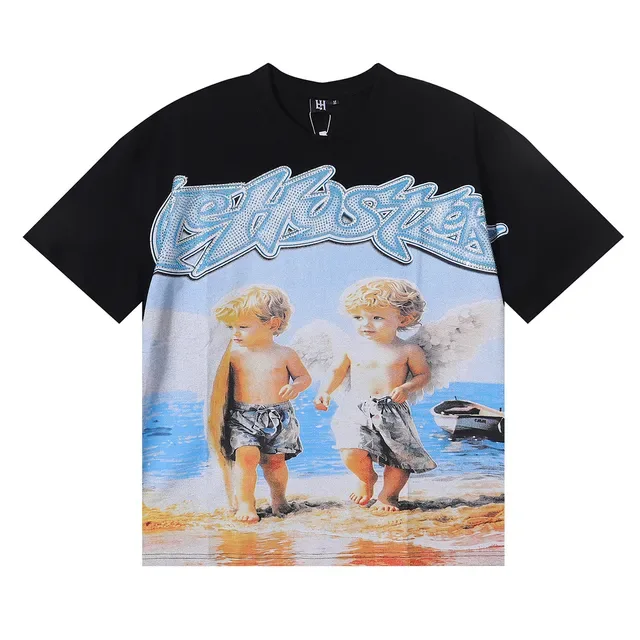 Graphic-Print Rhinestone-Lettering Beach Scene T-Shirt 4