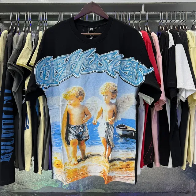 Graphic-Print Rhinestone-Lettering Beach Scene T-Shirt 8