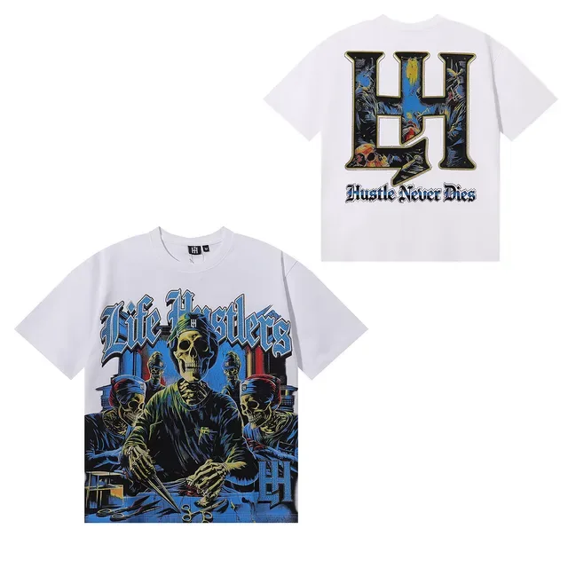 Graphic Skull Motif Oversized T-Shirt 7