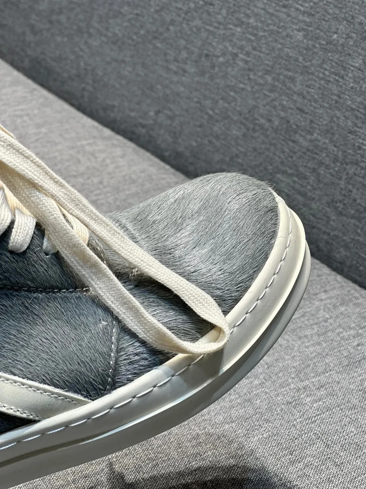 Gray and Off-White Hair-On-Hide High-Top Lifestyle Sneaker 3