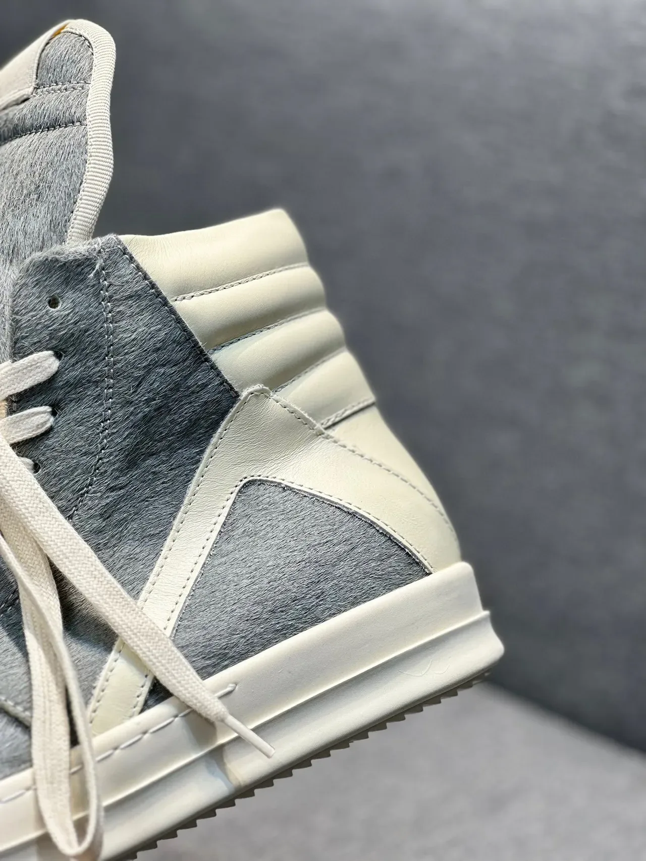 Gray and Off-White Hair-On-Hide High-Top Lifestyle Sneaker 8