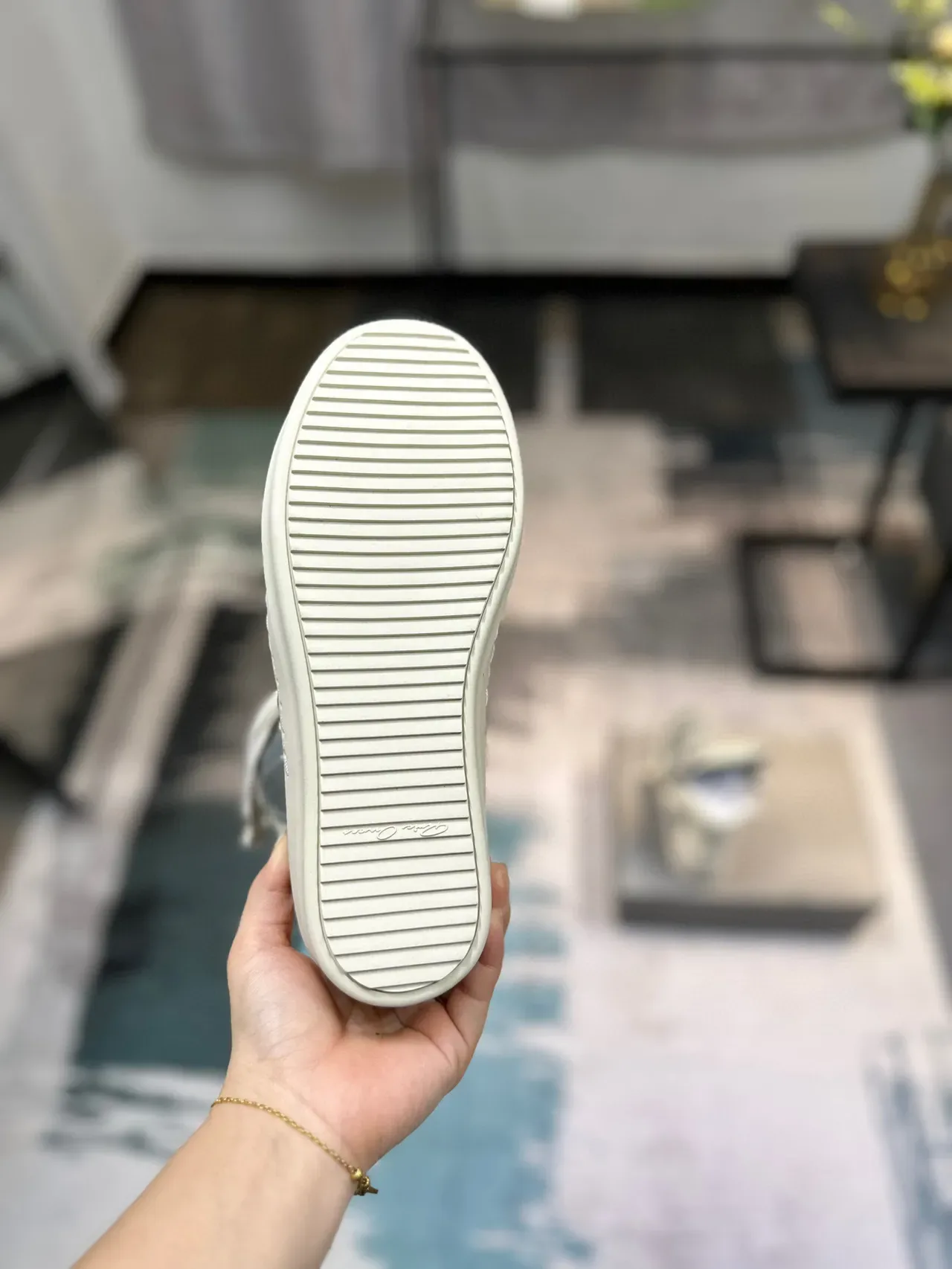 Gray and Off-White Hair-On-Hide High-Top Lifestyle Sneaker 9
