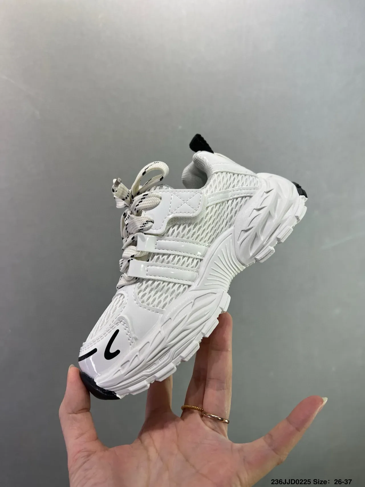 Gray and White Chunky Sole Lace-Up Sneakers 11