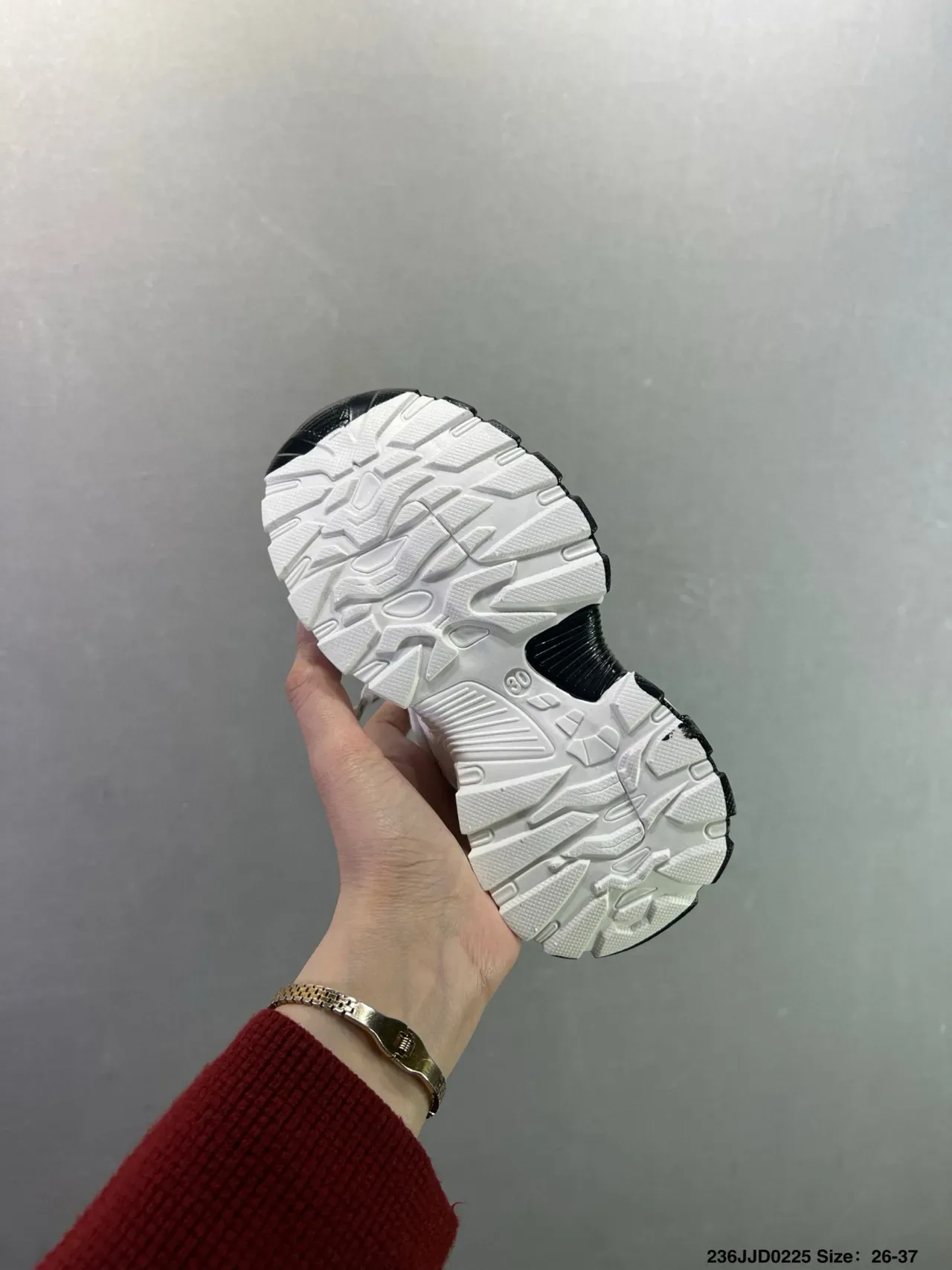 Gray and White Chunky Sole Lace-Up Sneakers 12