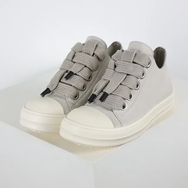 Gray Beige Low-Top Platform Suede Upper Sneakers 2