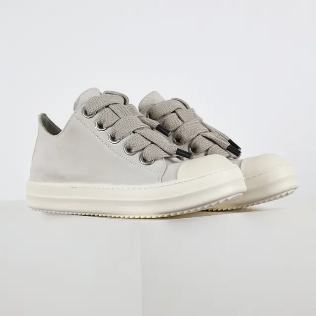 Gray Beige Low-Top Platform Suede Upper Sneakers 3