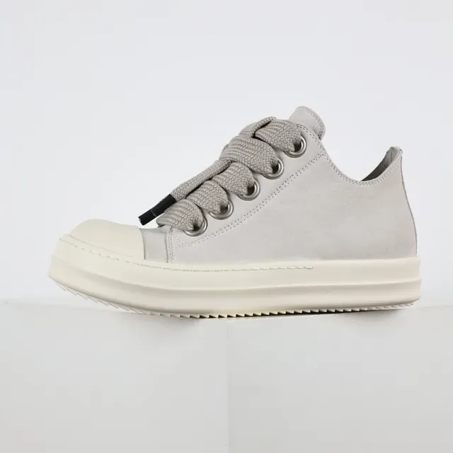 Gray Beige Low-Top Platform Suede Upper Sneakers 9