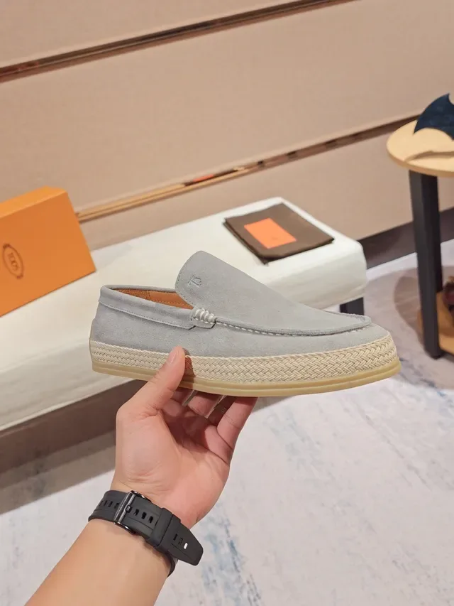 Gray Beige Suede Upper Espadrille Sole Loafer 4
