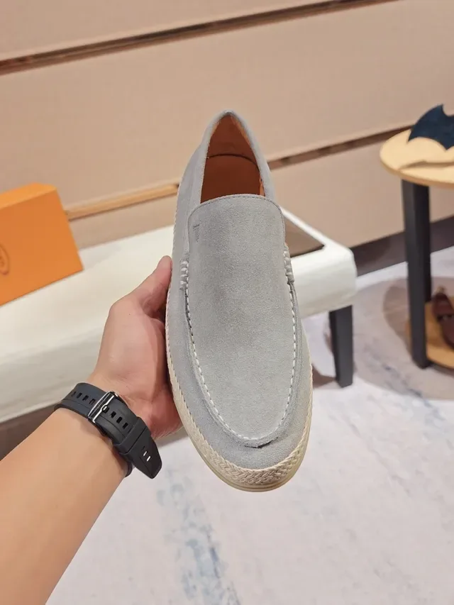 Gray Beige Suede Upper Espadrille Sole Loafer 5