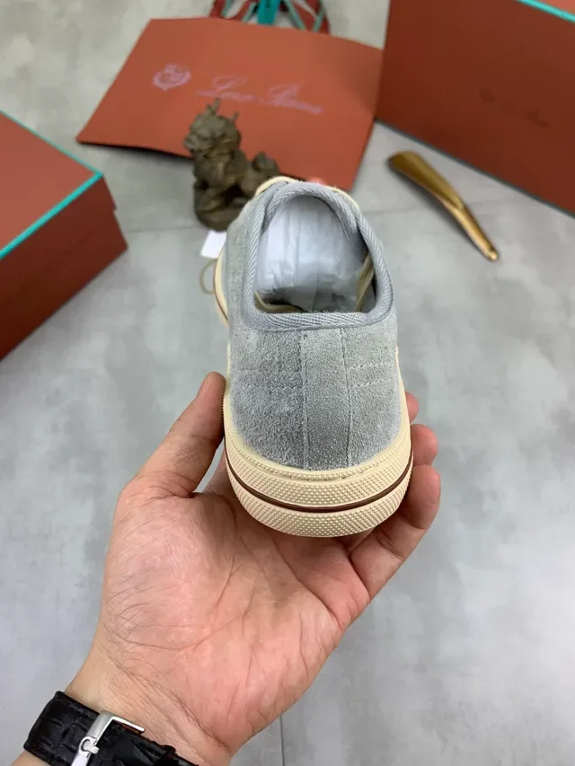 Gray Beige Suede Upper Laces Canvas Shoes 2