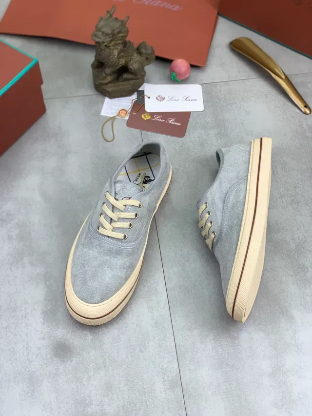 Gray Beige Suede Upper Laces Canvas Shoes 3