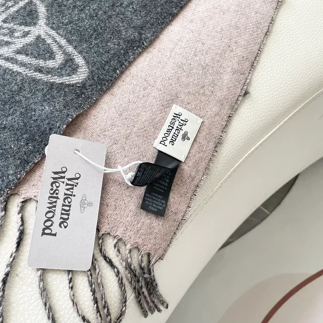 Gray Beige Woven Fringed Cashmere Scarf 2