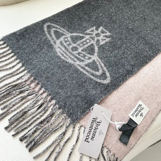 Gray Beige Woven Fringed Cashmere Scarf 3
