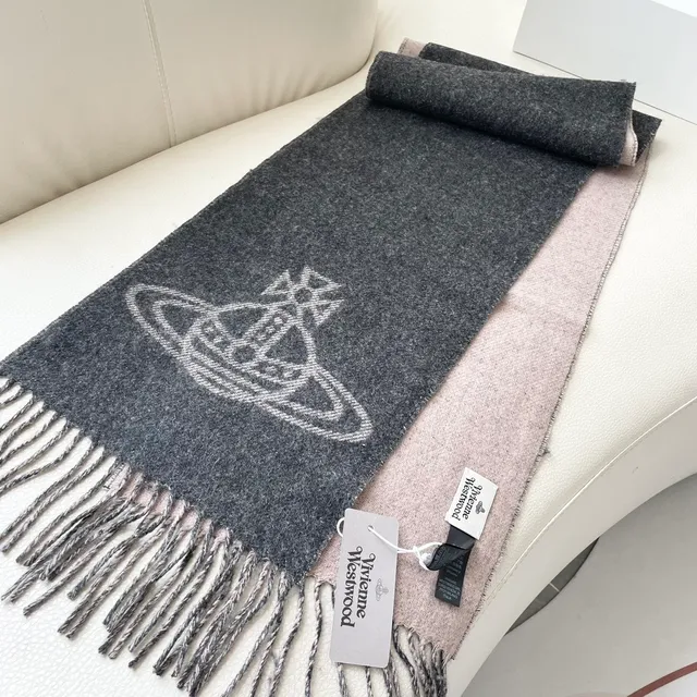 Gray Beige Woven Fringed Cashmere Scarf 5