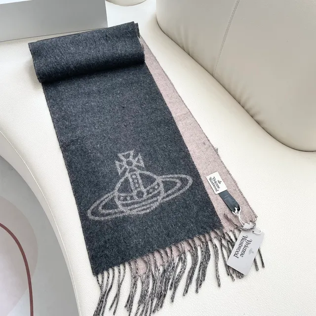 Gray Beige Woven Fringed Cashmere Scarf 6