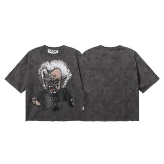 Gray Black Oversized Cropped Top