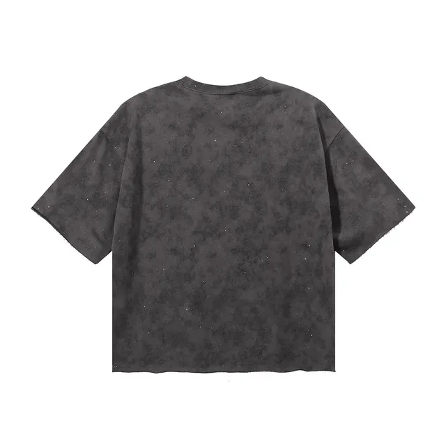 Gray Black Oversized Cropped Top 2