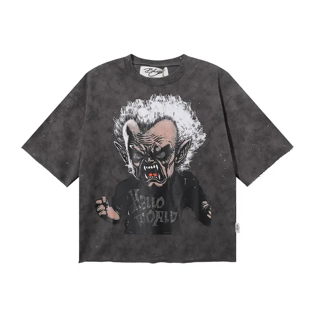 Gray Black Oversized Cropped Top 3