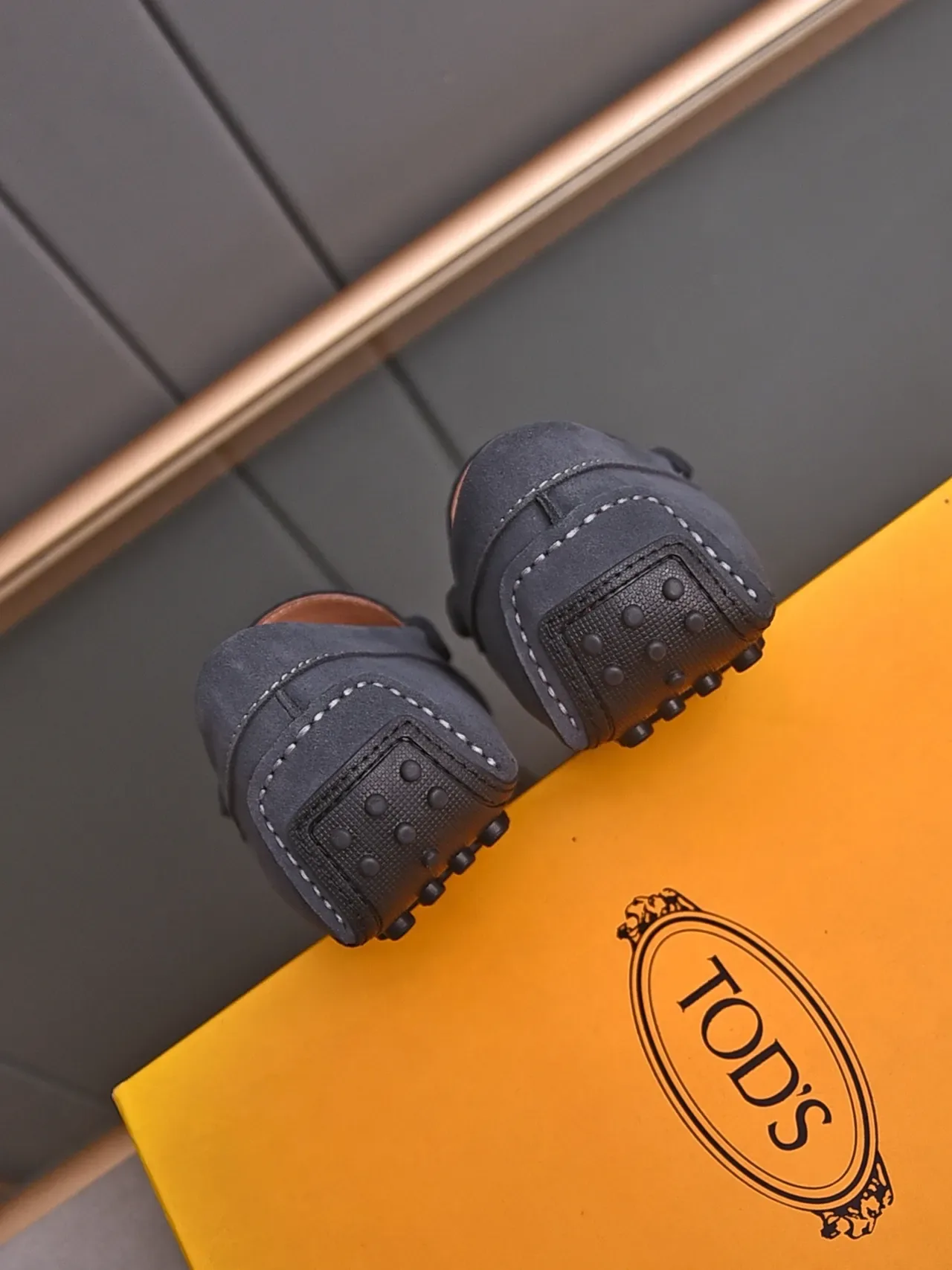 Gray Gold Suede Metal Bit Loafer 3
