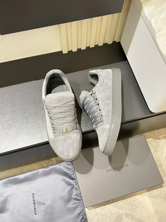 Gray Suede Low-Top Lace-Up Sneakers 4
