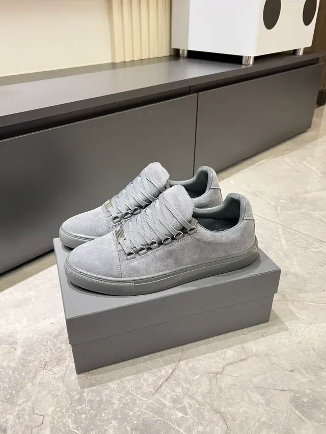 Gray Suede Low-Top Lace-Up Sneakers 5