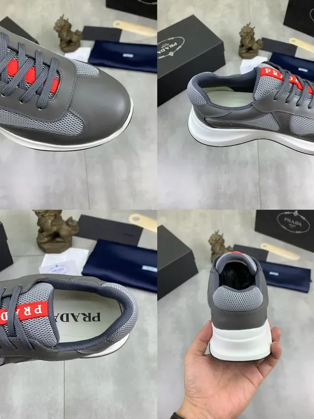 Gray White Low-Top Mixed-Material Upper Sneakers 2