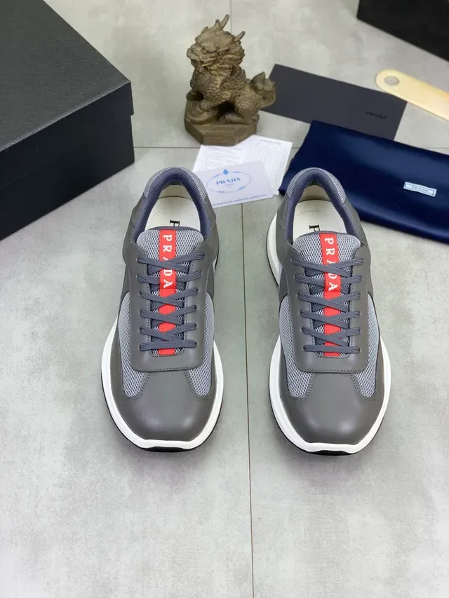 Gray White Low-Top Mixed-Material Upper Sneakers 5