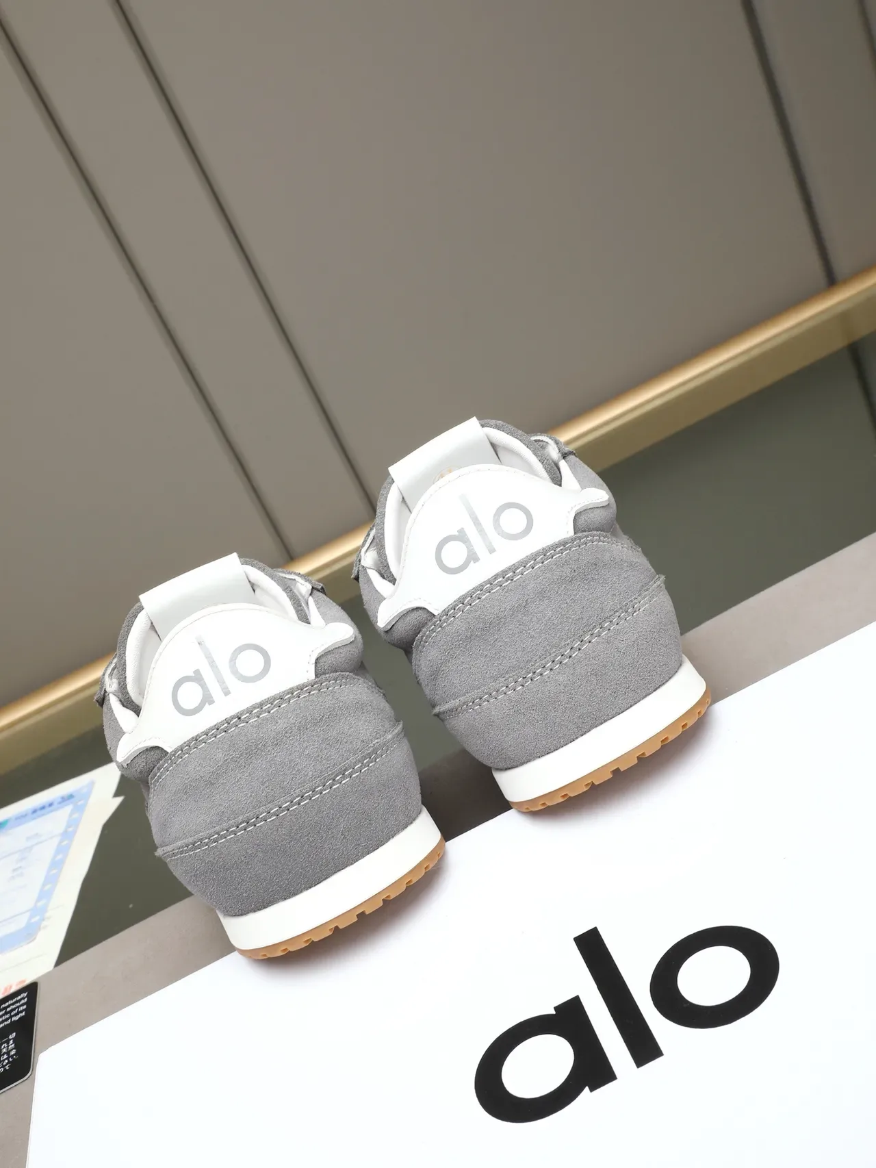 Gray White Suede Upper Laces And Heel Tab Sneakers 4