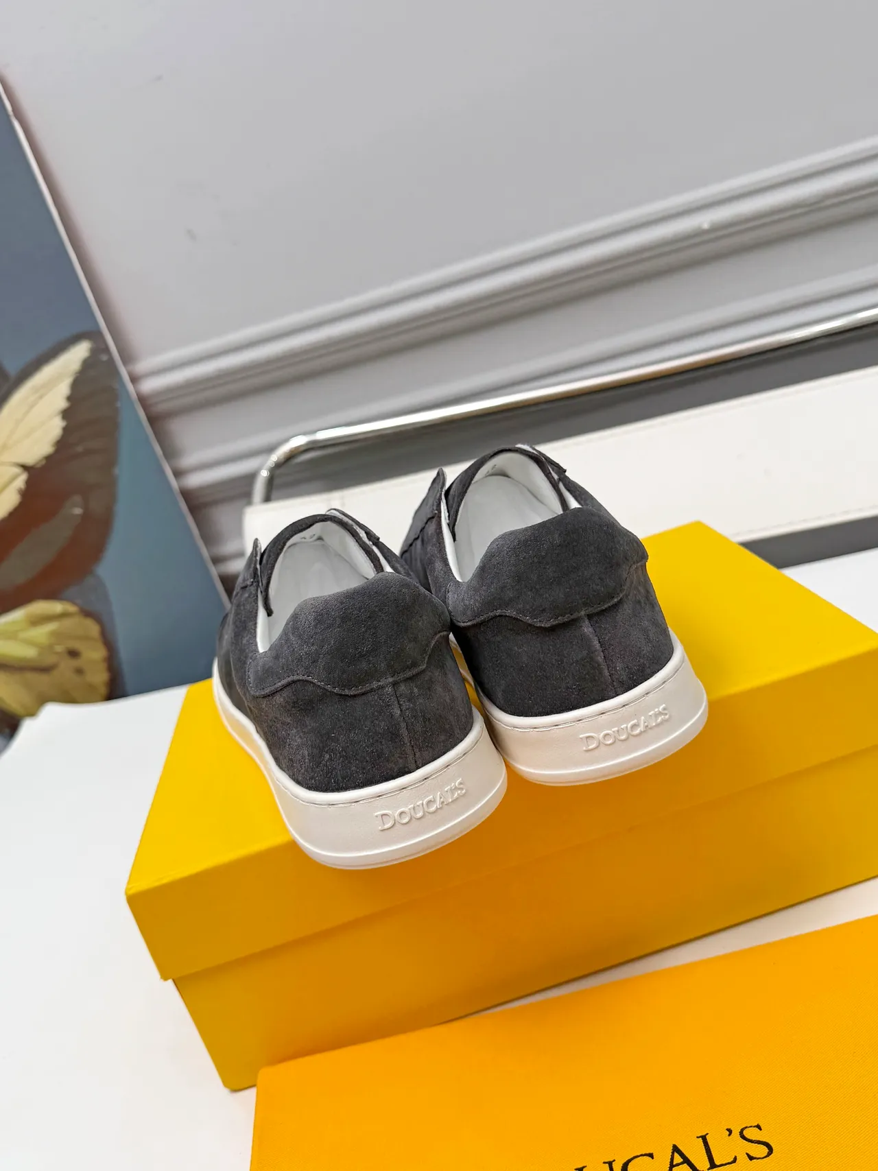 Gray White Suede Upper Slip-On Construction Sneakers 3
