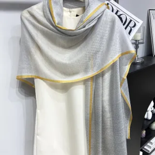 Gray Yellow Gradient Mustard Trim Shawl