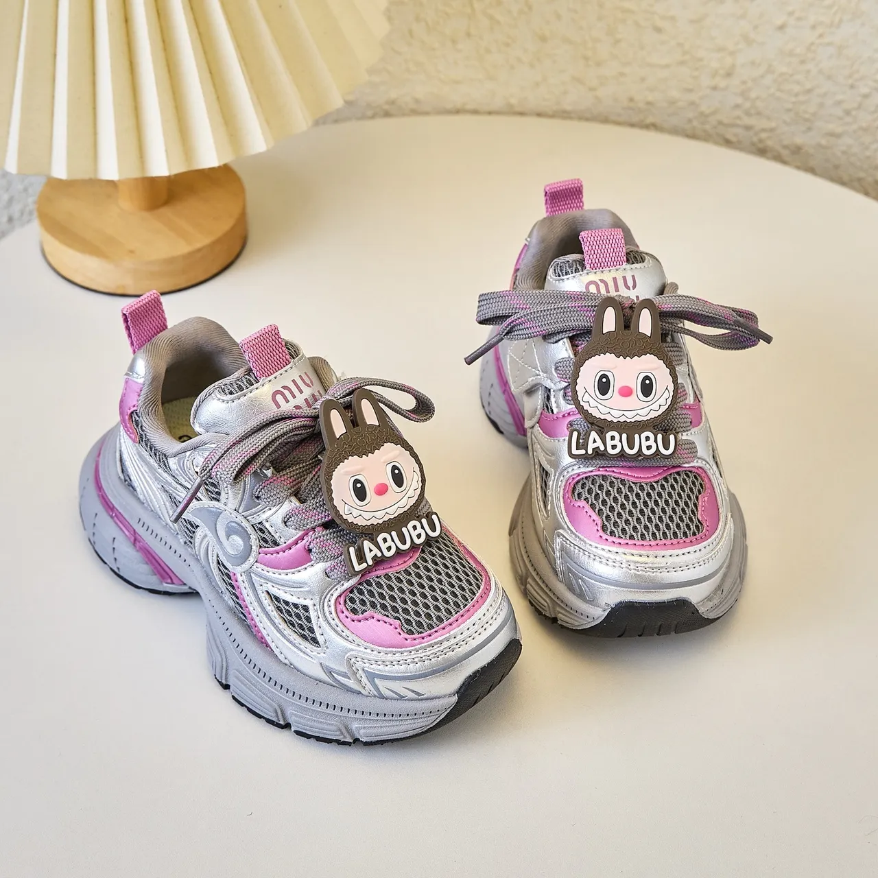 Gray Yellow Platform Sole Mesh And Synthetic Overlay Construction Chunky Sneakers 8