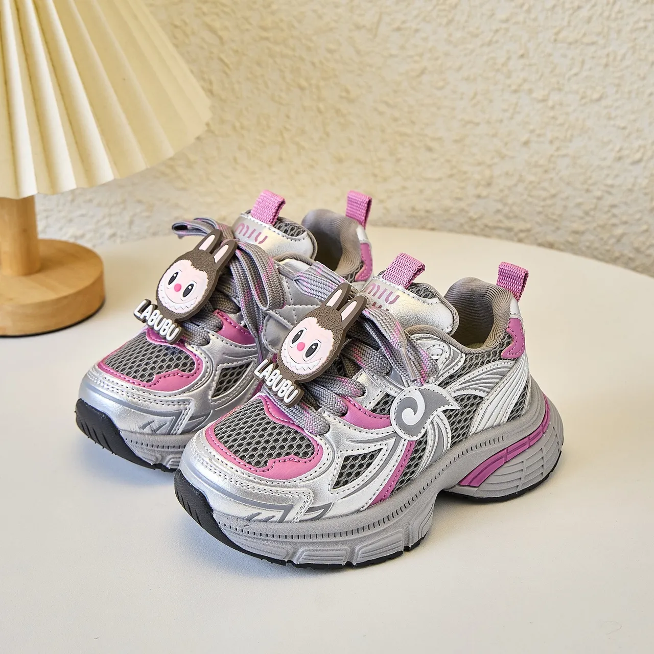 Gray Yellow Platform Sole Mesh And Synthetic Overlay Construction Chunky Sneakers 9