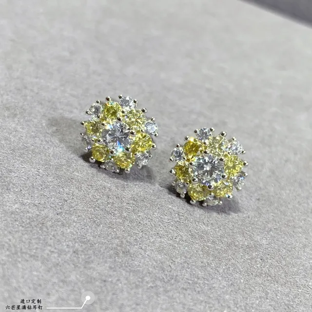Green and Clear Stone Cluster Floral Stud Earrings 5