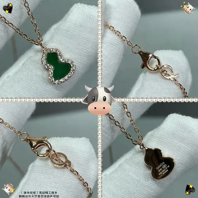 Green Gold Chain Gourd-Shaped Pendant Necklace 2