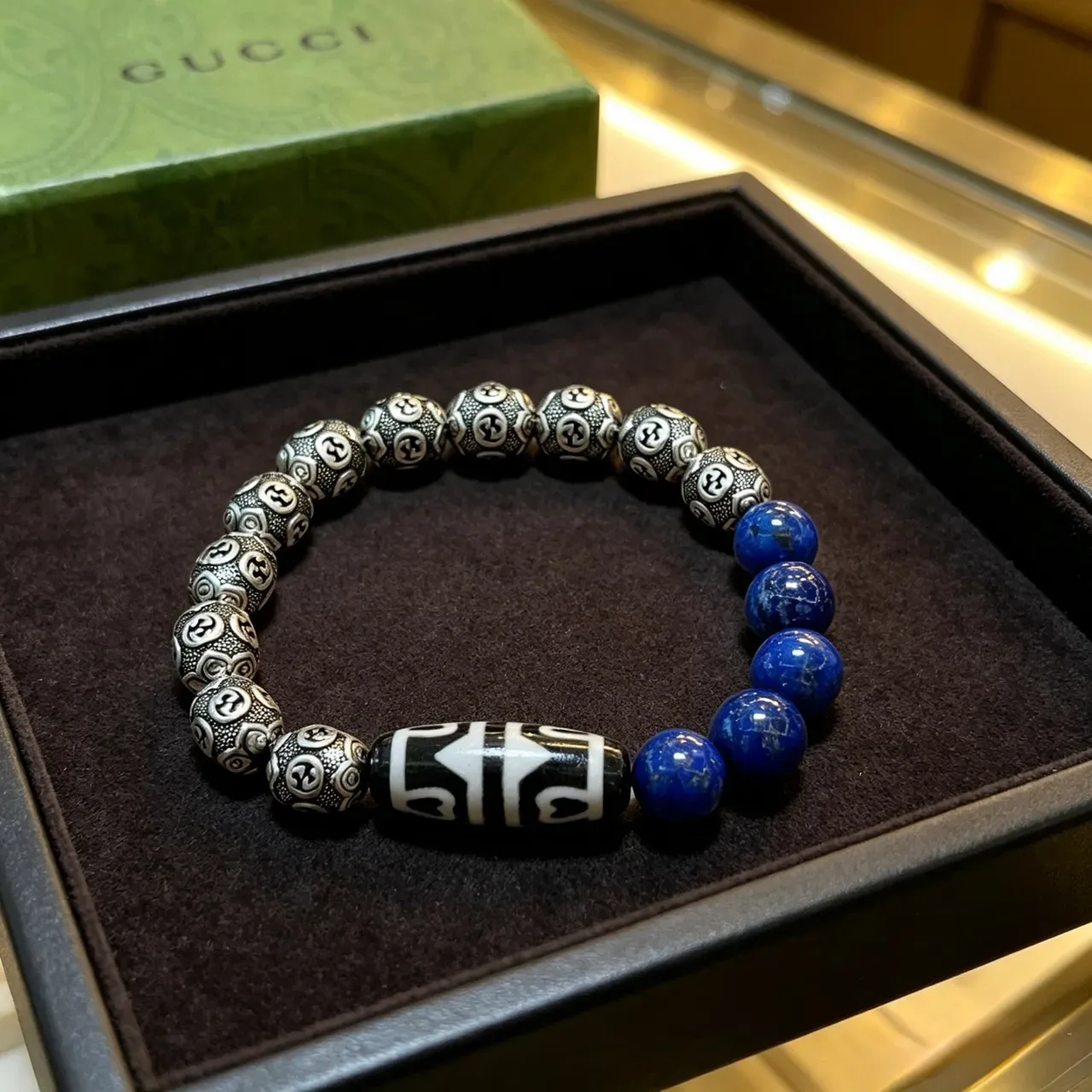 Handcrafted Silver-Tone Metal and Lapis Lazuli Beaded Bracelet 5