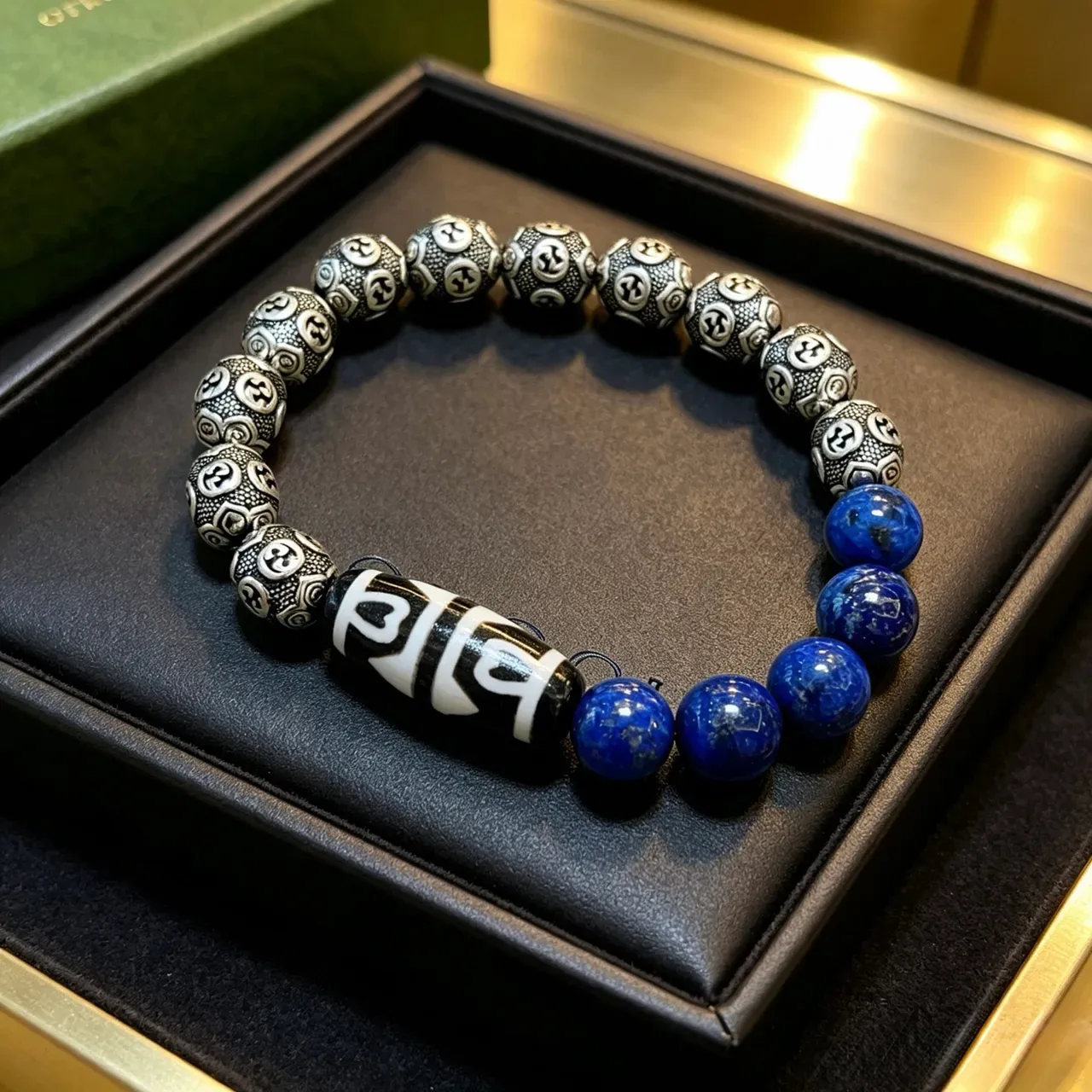 Handcrafted Silver-Tone Metal and Lapis Lazuli Beaded Bracelet 7