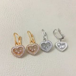 Heart-Shaped Pavé Crystal Moving Charm Lever-Back Earrings