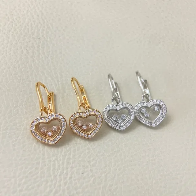 Heart-Shaped Pavé Crystal Moving Charm Lever-Back Earrings 2
