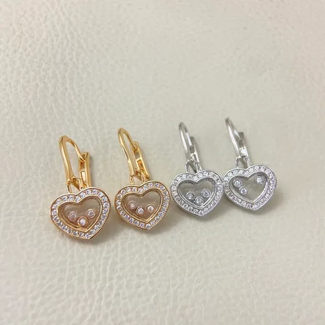 Heart-Shaped Pavé Crystal Moving Charm Lever-Back Earrings 3