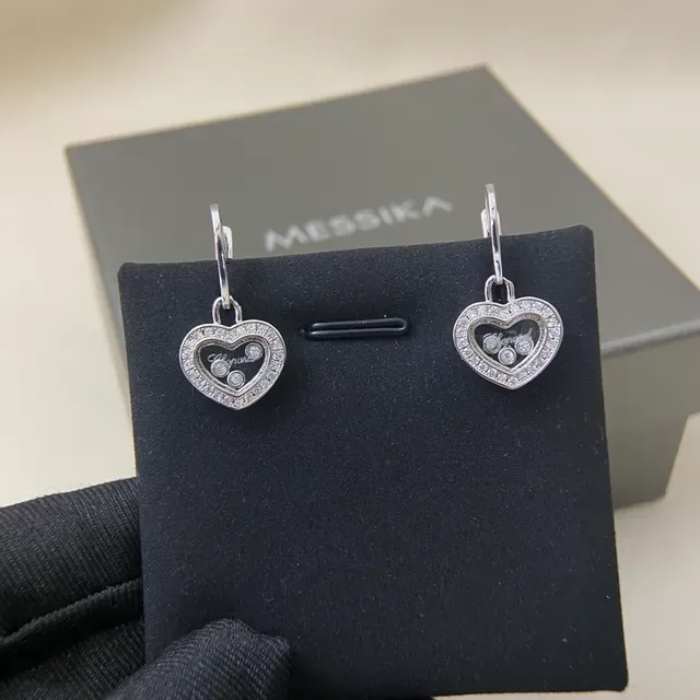 Heart-Shaped Pavé Crystal Moving Charm Lever-Back Earrings 4